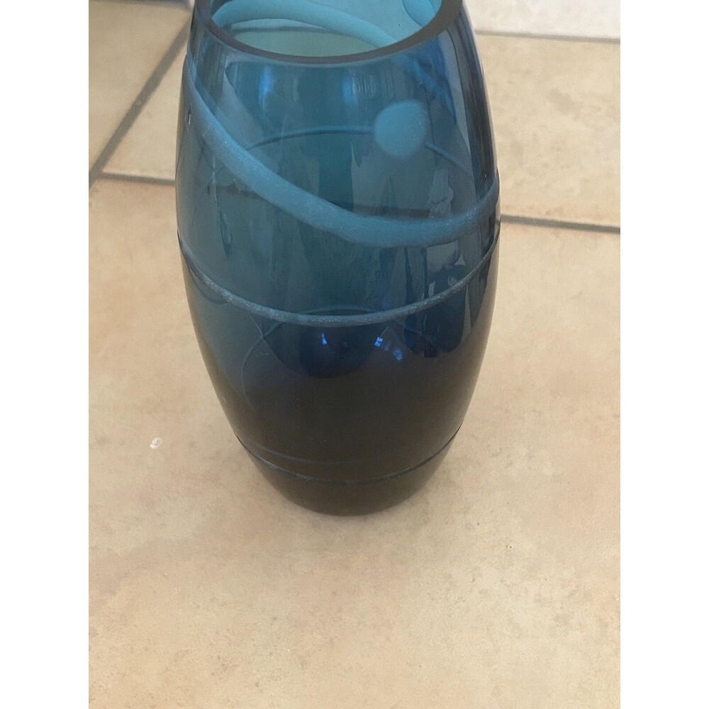 2008 Fenton International Blue Glass Vase, Blue Odyssey Group Signed